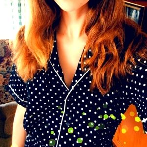 Forever 21 black polka dot jumpsuit onesie small